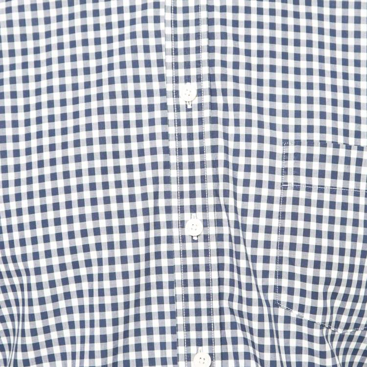 Pre Owned Givenchy Blue Gingham Print Cotton Button Front Shirt L