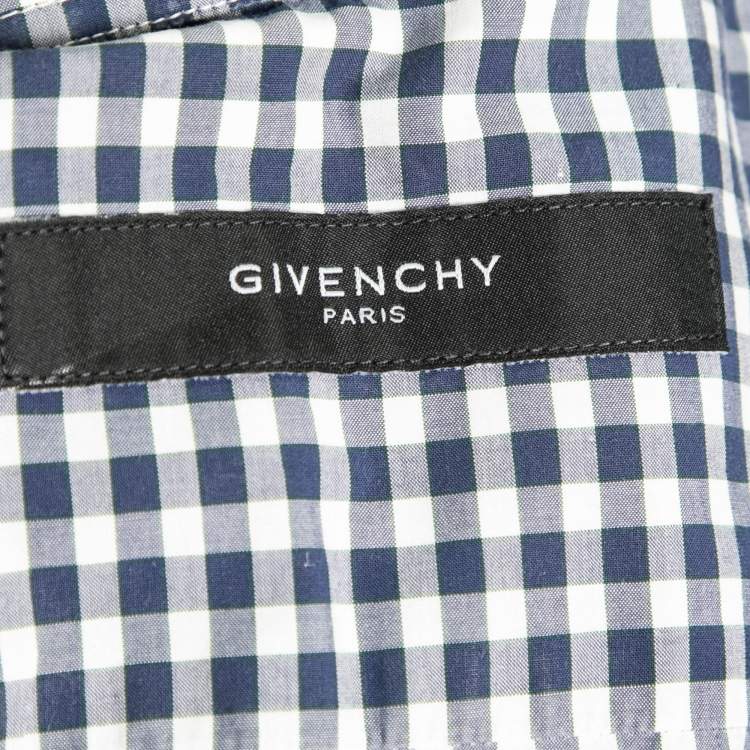 Pre Owned Givenchy Blue Gingham Print Cotton Button Front Shirt L