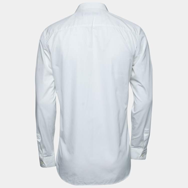 Pre Owned Givenchy White Cotton Chain Trimmed Button Front Shirt M
