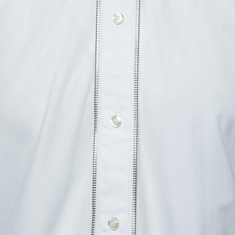 Pre Owned Givenchy White Cotton Chain Trimmed Button Front Shirt M
