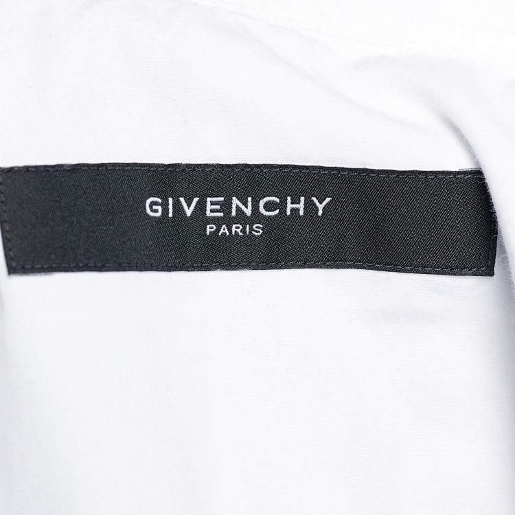 Pre Owned Givenchy White Star Embroidered Cotton Button Front Shirt M