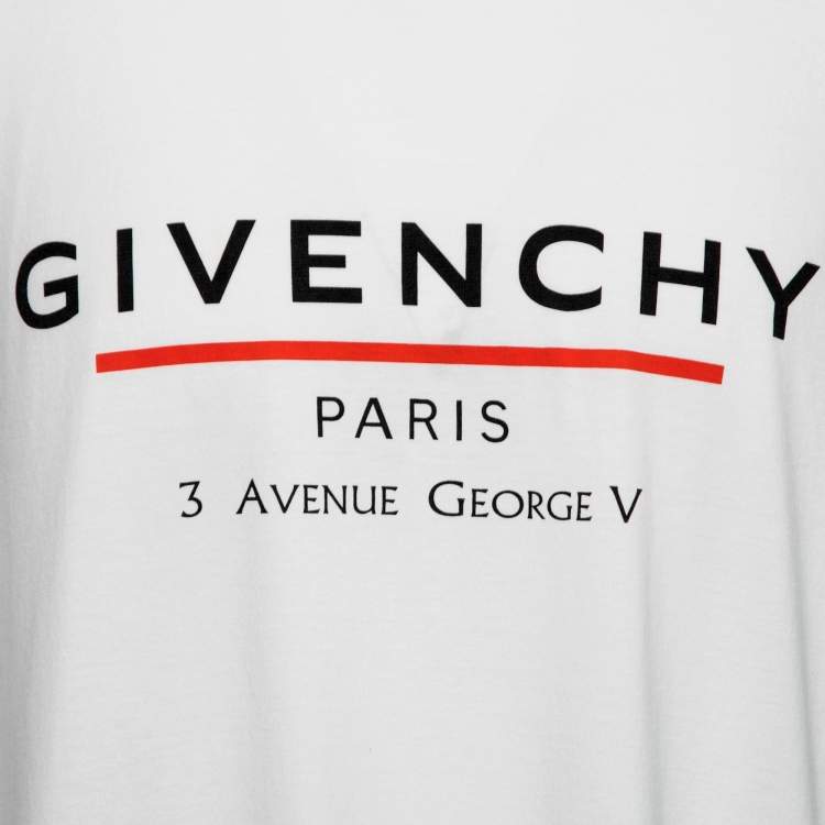 Pre Owned Givenchy White Logo Print Cotton Oversized T-Shirt S