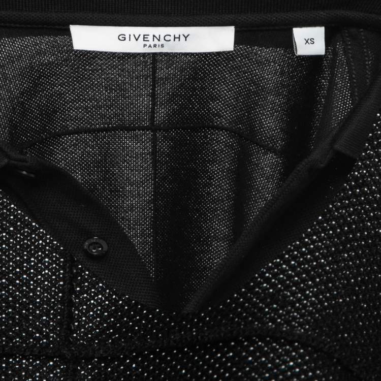 Pre Owned Givenchy Black Cotton Pique Logo Appliqued Short Sleeve Polo T-Shirt XS