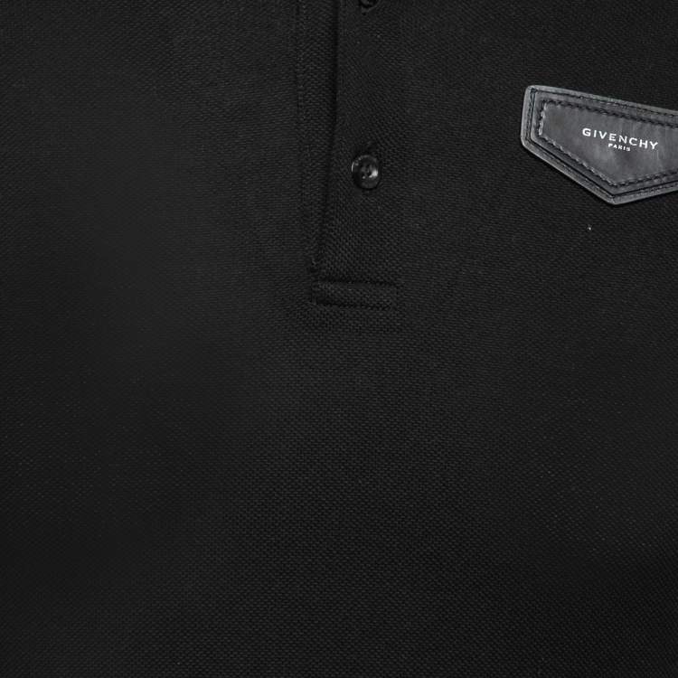 Pre Owned Givenchy Black Cotton Pique Logo Appliqued Short Sleeve Polo T-Shirt XS