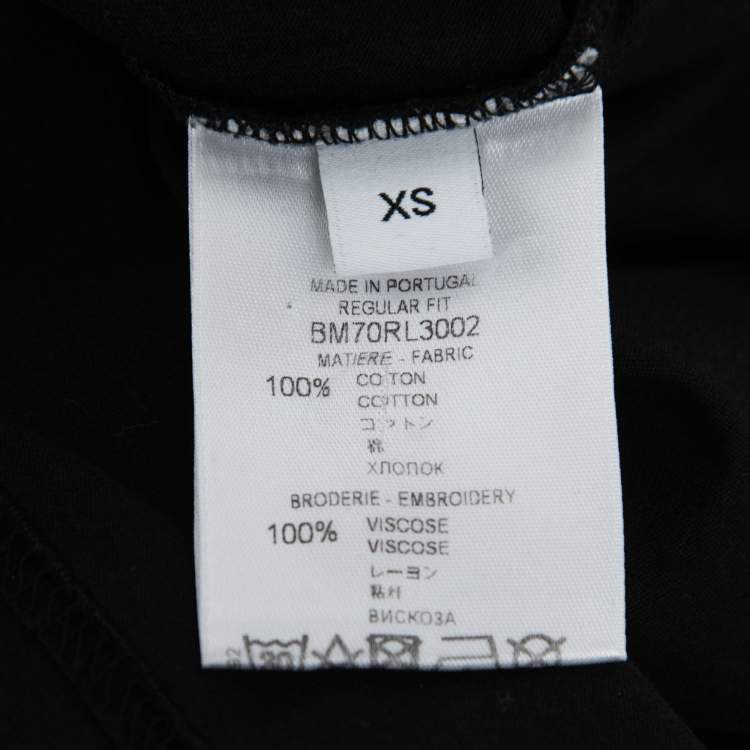 Pre Owned Givenchy Black Logo Embroidered Cotton T-Shirt XS