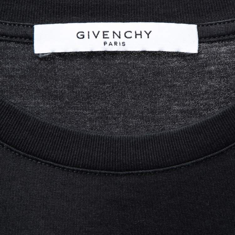 Pre Owned Givenchy Black Logo Embroidered Cotton T-Shirt XS