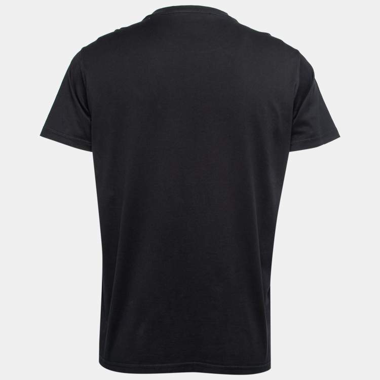 Pre Owned Givenchy Black Logo Embroidered Cotton T-Shirt XS