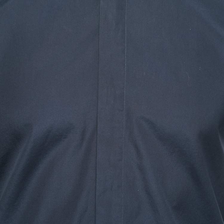 Pre Owned Givenchy Navy Blue Cotton Star-Embroidered Collar Button Front Shirt M