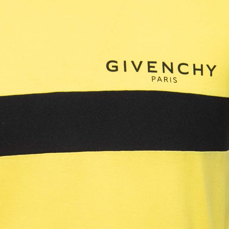 Pre Owned Givenchy Yellow Cotton Logo Printed Short Sleeve T-Shirt S