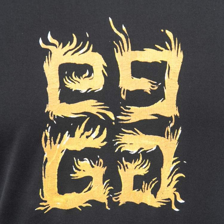 Pre Owned Givenchy Black Distressed Cotton Logo Printed Short Sleeve T-Shirt XS