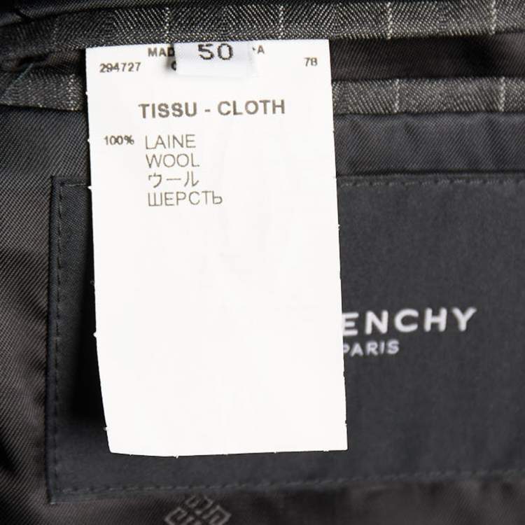 Pre Owned Givenchy Charcoal Grey Striped Wool Suits L