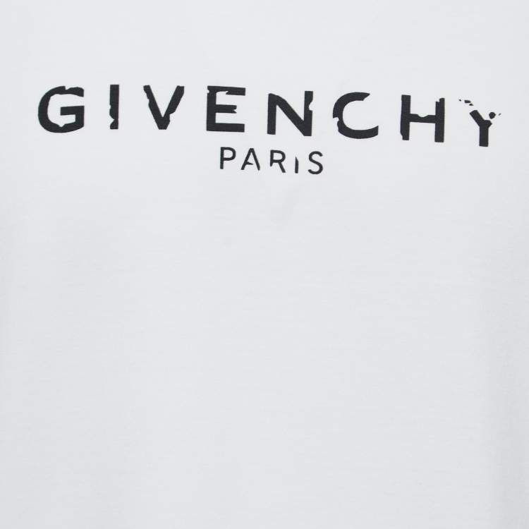 Pre Owned Givenchy White Cotton Faded Logo T-Shirt XL