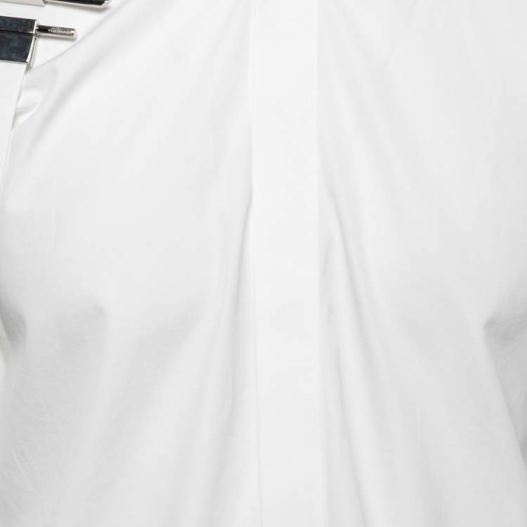 Pre Owned Givenchy White Cotton Harness Detail Shirt L