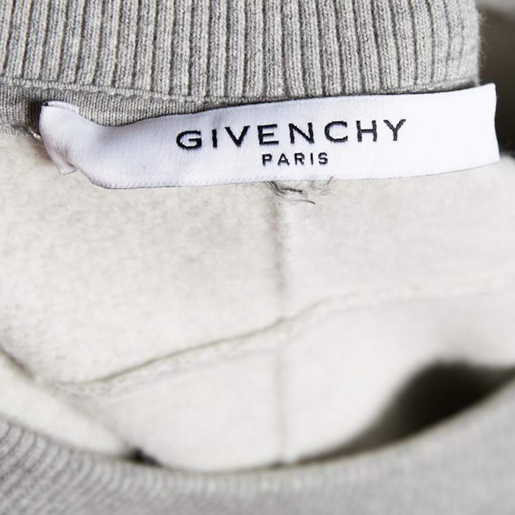 Pre Owned Givenchy Grey Knit Rottweiler Print Cuban Fit Crew Neck Jumper L