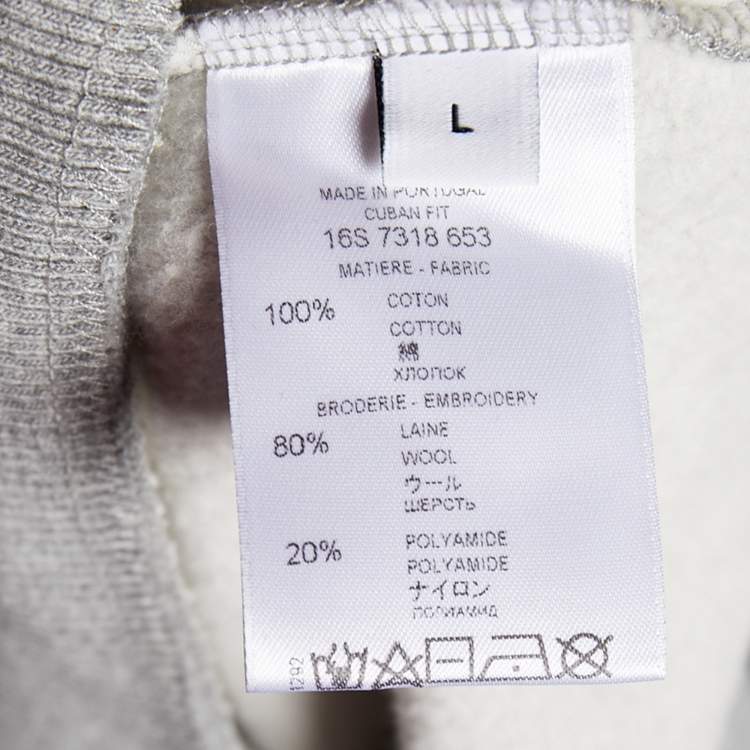 Pre Owned Givenchy Grey Knit Rottweiler Print Cuban Fit Crew Neck Jumper L