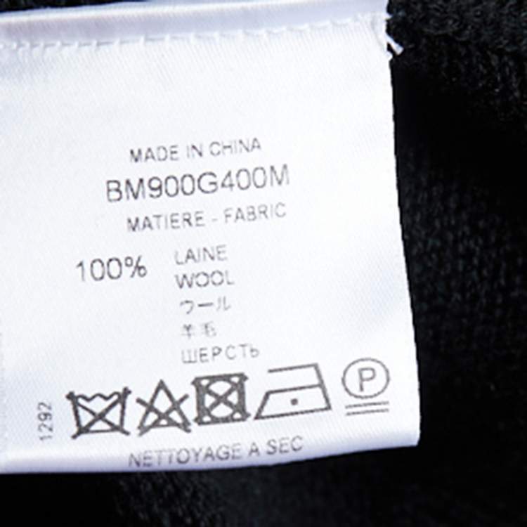 Pre Owned Givenchy Black Logo Intarsia Band Wool Crewneck Sweater XL
