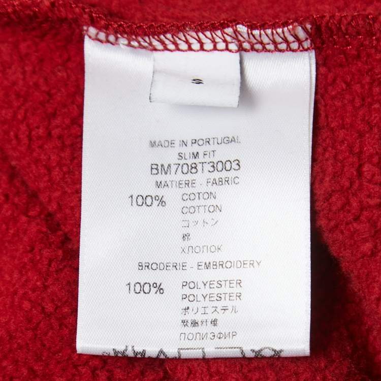 Pre Owned Givenchy Red Cotton Logo Embroidered Sweatshirt S