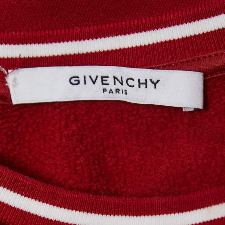 Pre Owned Givenchy Red Cotton Logo Embroidered Sweatshirt S