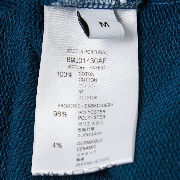 Pre Owned Givenchy Teal Blue Cotton Logo Embroidered Sweatshirt M