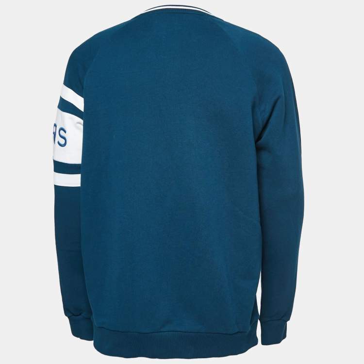 Pre Owned Givenchy Teal Blue Cotton Logo Embroidered Sweatshirt M