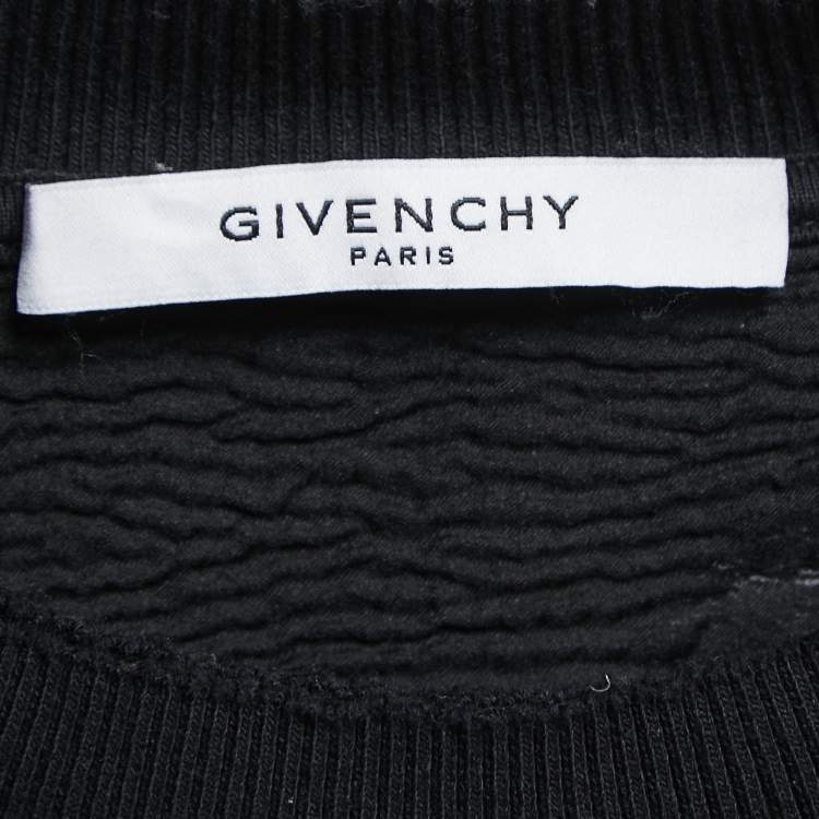 Pre Owned Givenchy Black Distressed Cotton Logo Print Sweatshirt M