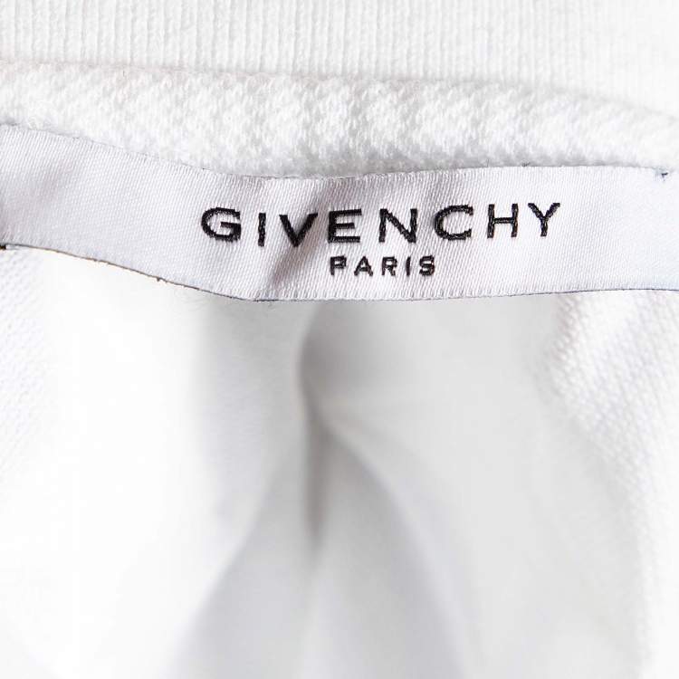 Pre Owned Givenchy White Star Applique Cotton Pique Polo T-Shirt XL