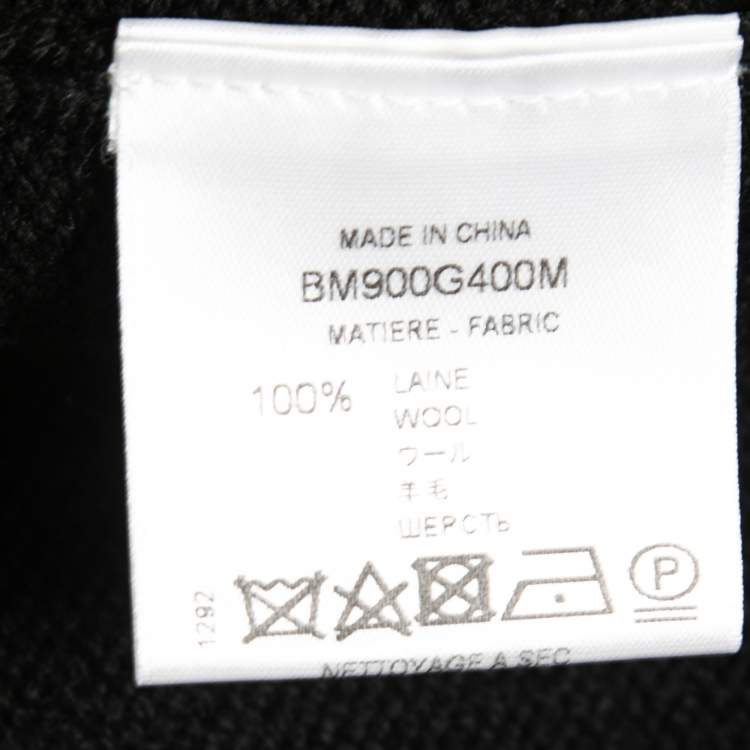 Pre Owned Givenchy Black Logo Band Intarsia Wool Knit Sweater L