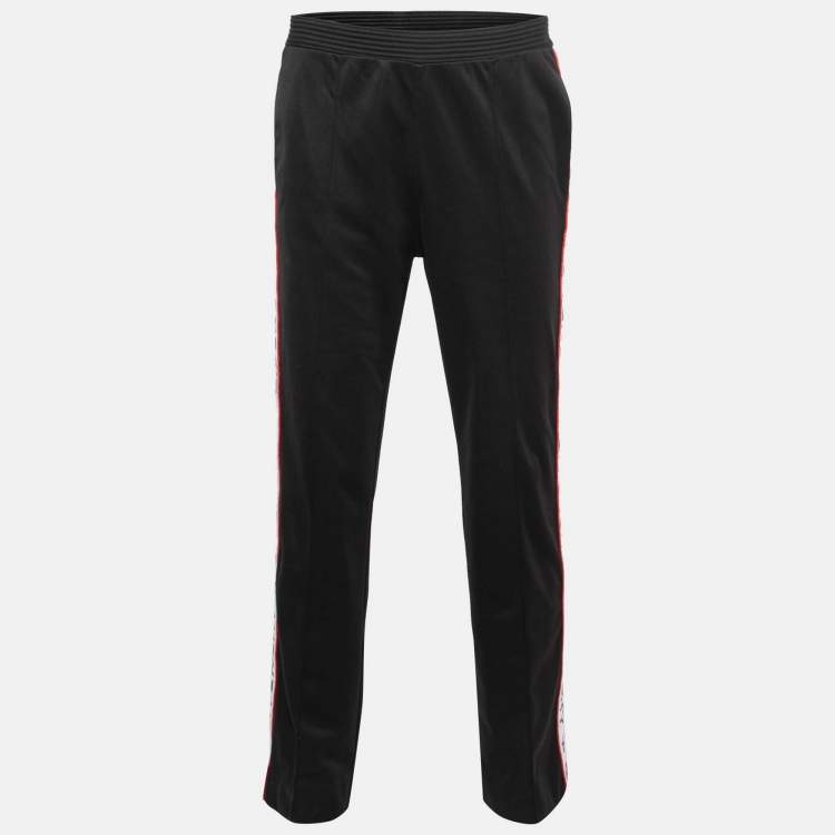 Pre Owned Givenchy Black Jersey Logo Tape Track Pants L