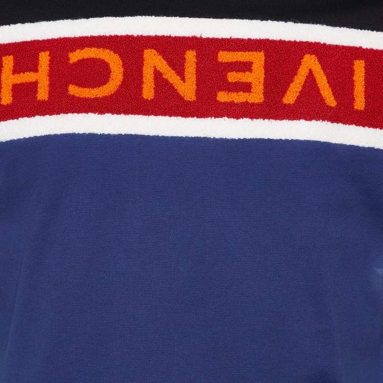 Pre Owned Givenchy Color Block Logo Panel Detail Cotton Knit T-Shirt S