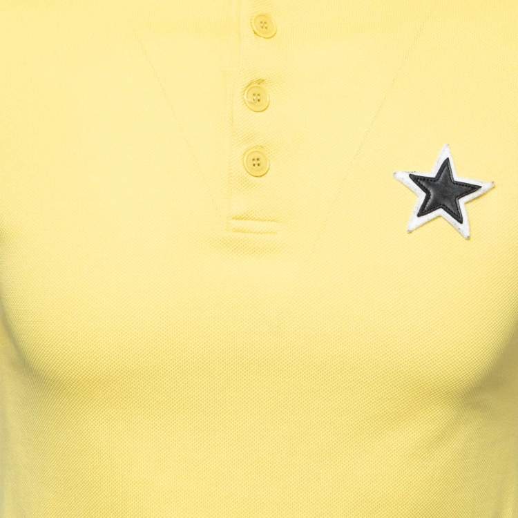 Pre Owned Givenchy Yellow Logo Print Cotton Pique Striped Polo T-Shirt S