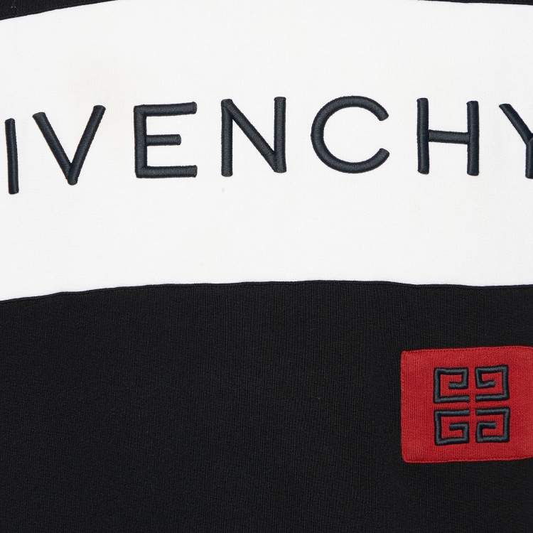 Pre Owned Givenchy Black Logo Embroidered Cotton Knit Sweatshirt XL