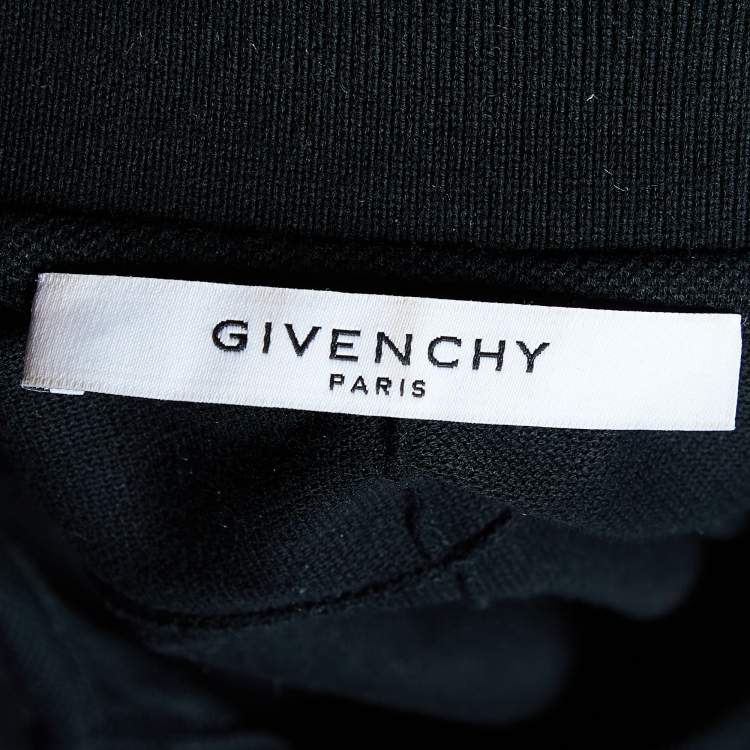 Pre Owned Givenchy Black Cotton Pique Logo Tape Detail Cuban Fit Polo T-Shirt M