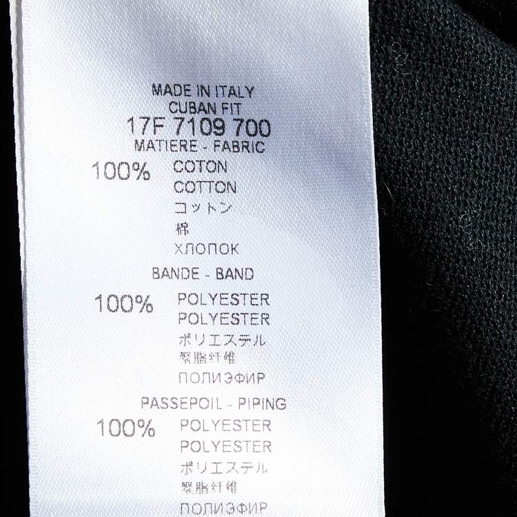 Pre Owned Givenchy Black Cotton Pique Logo Tape Detail Cuban Fit Polo T-Shirt M