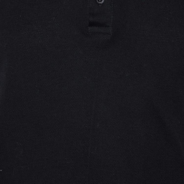 Pre Owned Givenchy Black Cotton Pique Logo Tape Detail Cuban Fit Polo T-Shirt M