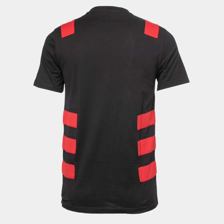 Pre Owned Givenchy Black/Red Cotton Colorblock Detail Crew Neck T-Shirt S