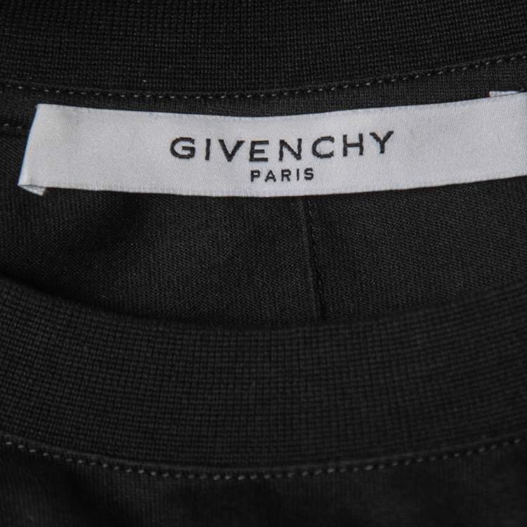 Pre Owned Givenchy Black/Red Cotton Colorblock Detail Crew Neck T-Shirt S