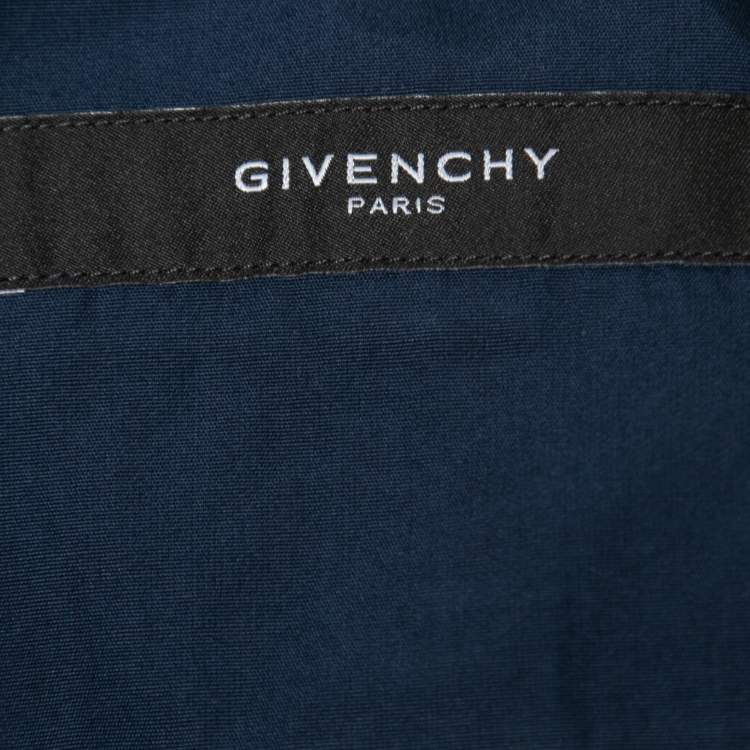 Pre Owned Givenchy Navy Blue Cotton Star Embroidered Collar Shirt S
