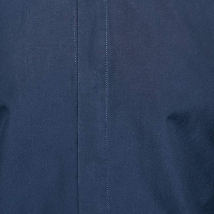 Pre Owned Givenchy Navy Blue Cotton Star Embroidered Collar Shirt S