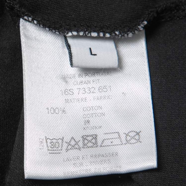 Pre Owned Givenchy Black "I Feel Love" Printed Cotton Crew Neck Short Sleeve T-Shirt L