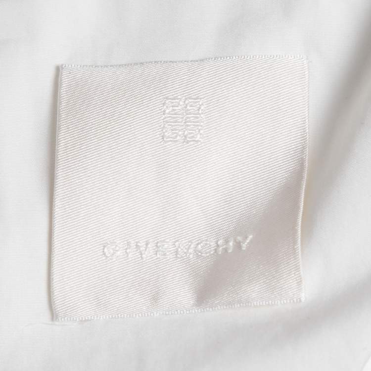 Pre Owned Givenchy White Cotton Zip Front Half Sleeve Shirt XS