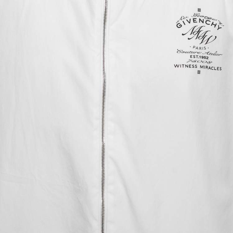 Pre Owned Givenchy White Cotton Zip Front Half Sleeve Shirt XS