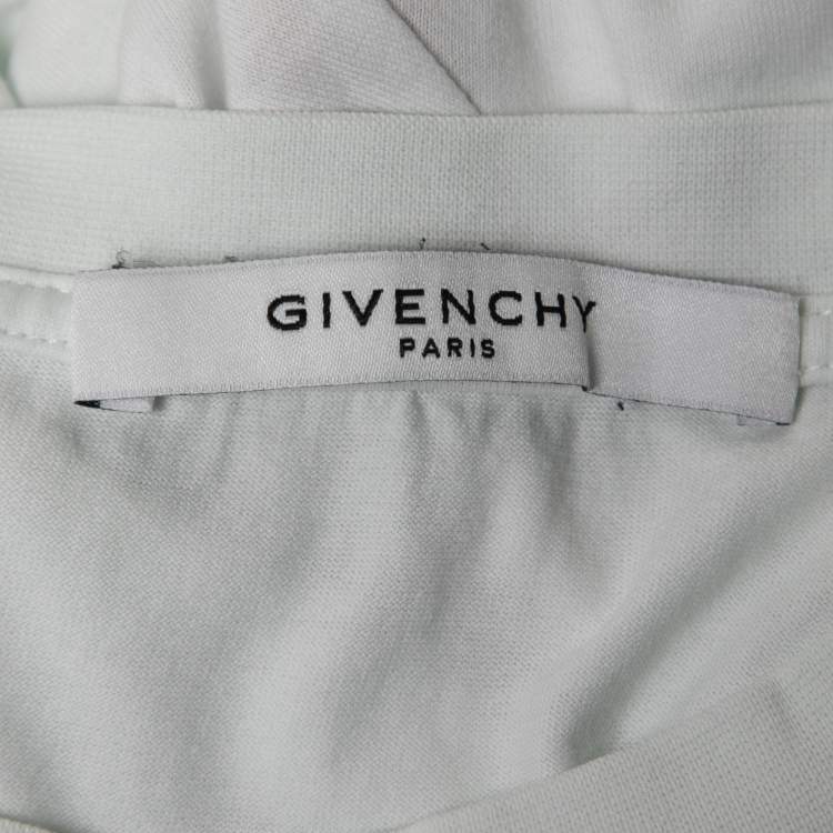 Pre Owned Givenchy White Printed Cotton Half Sleeve Crew Neck T-Shirt S