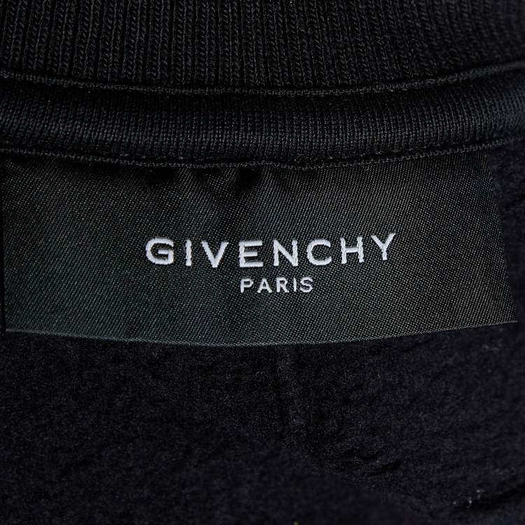 Pre Owned Givenchy Black Double Doberman Printed Cotton Knit Sweatshirt XL