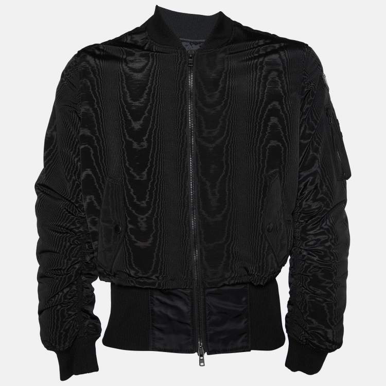 Pre Owned Givenchy Black Moiré And Trompe-l'oeil Effect Bomber Jacket M