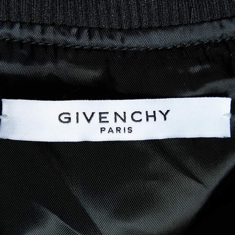 Pre Owned Givenchy Black Moiré And Trompe-l'oeil Effect Bomber Jacket M