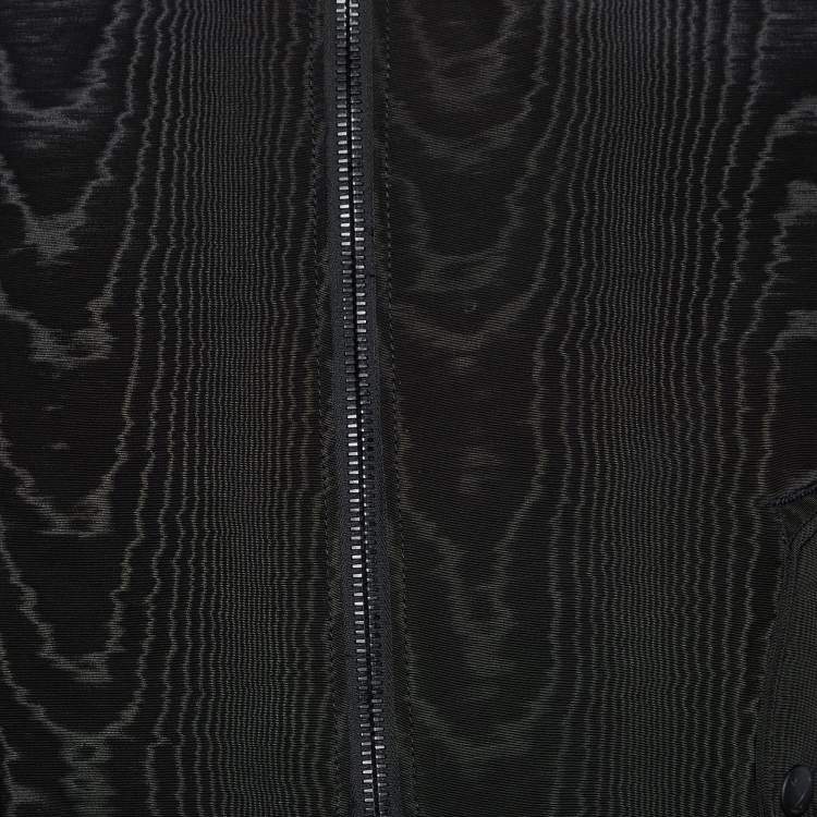 Pre Owned Givenchy Black Moiré And Trompe-l'oeil Effect Bomber Jacket M