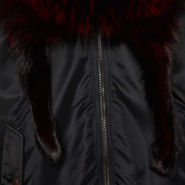 Pre Owned Givenchy Black Synthetic Fox Fur Collar Detail Jacket M