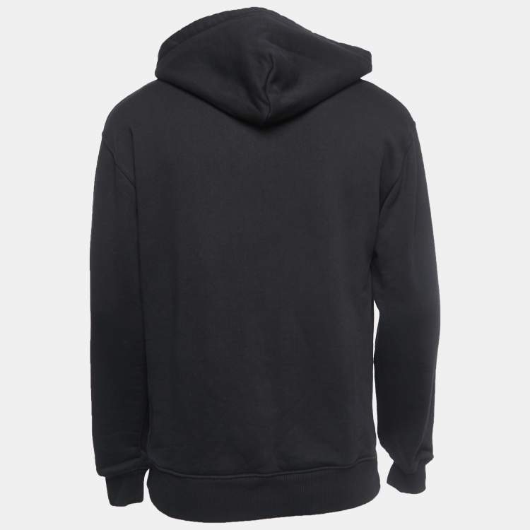 Pre Owned Givenchy Black Logo Printed Cotton Hoodie M