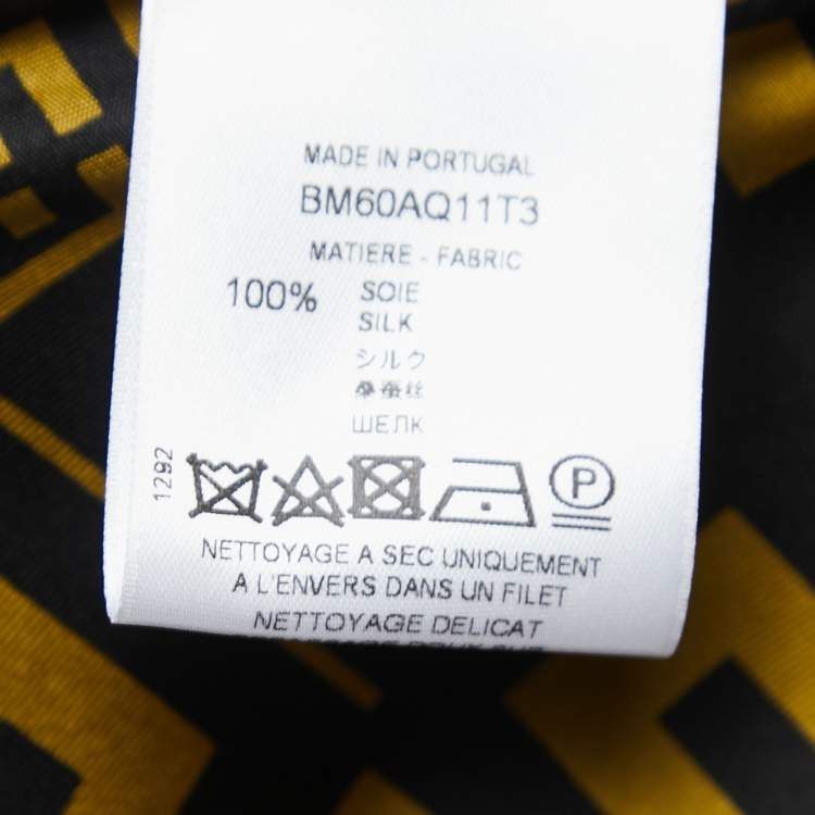 Pre Owned Givenchy Black Logo Print Silk Button Front Half Sleeve Shirt L
