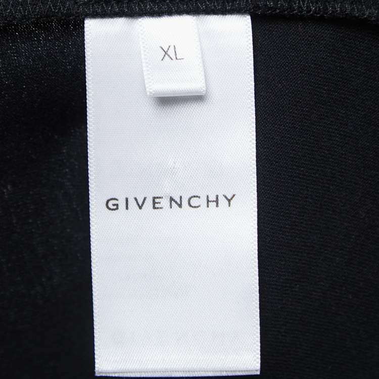 Pre Owned Givenchy Black Logo Embroidered Cotton Crew Neck Half Sleeve Oversized T-Shirt XL